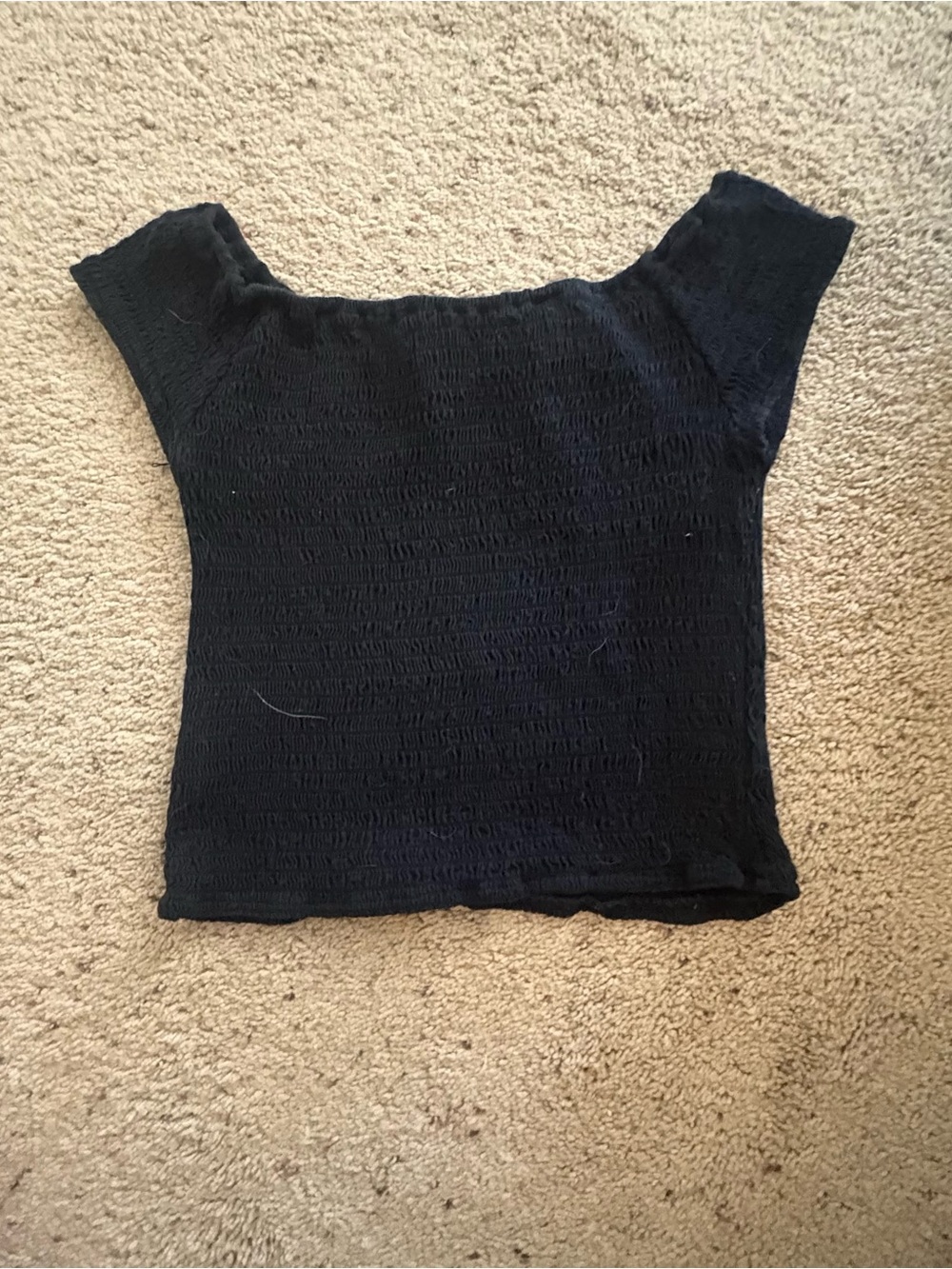 Brandy Melville Black Smocked Off-Shoulder Tank
